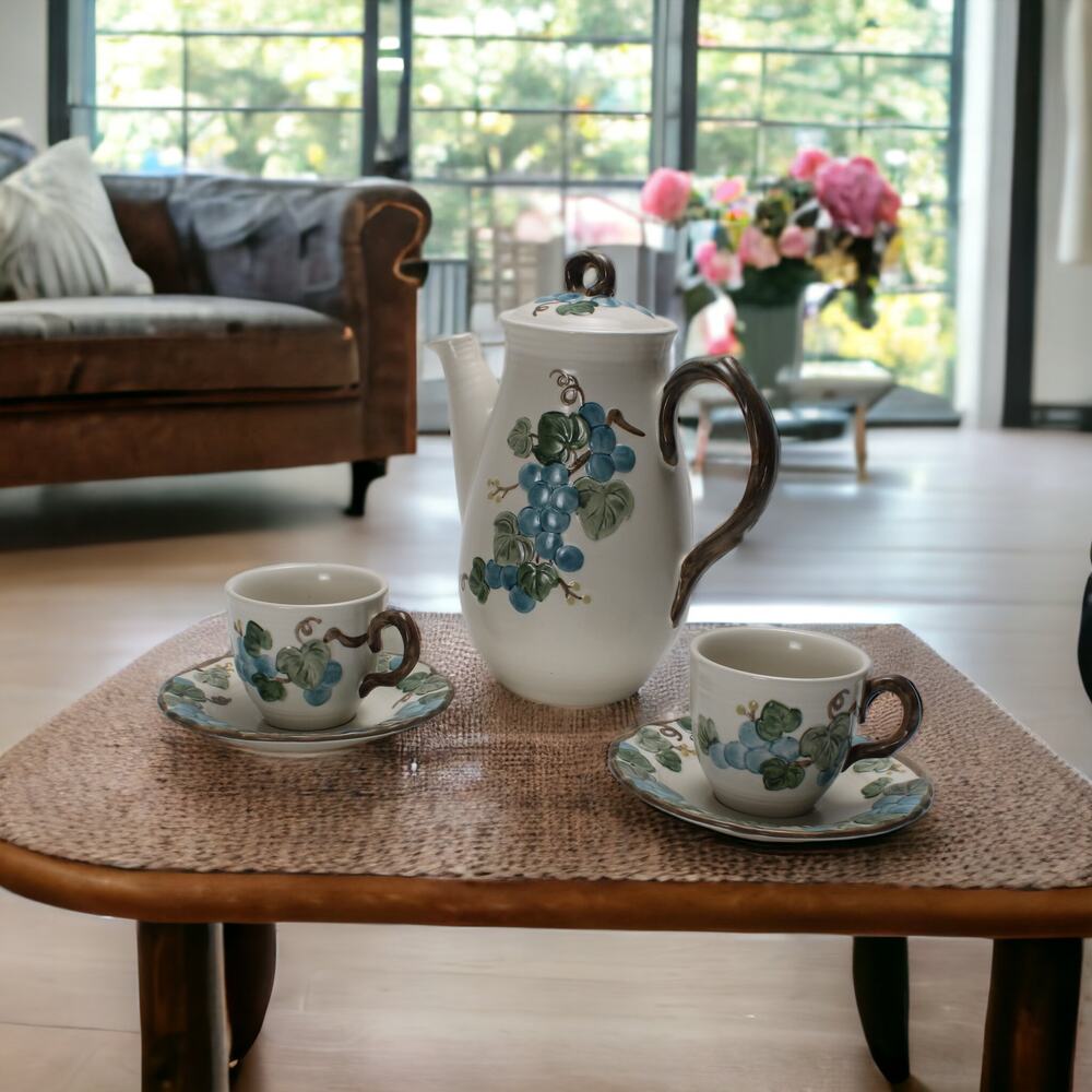 Vintage Metlox Poppytrail Sculptured Grape Coffee Set